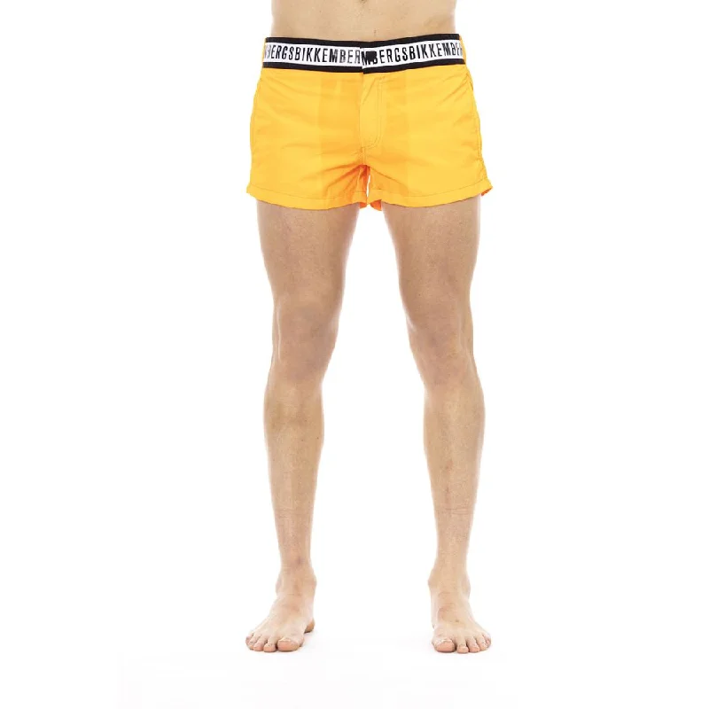 Elegant Orange Swim Shorts with Branded Band