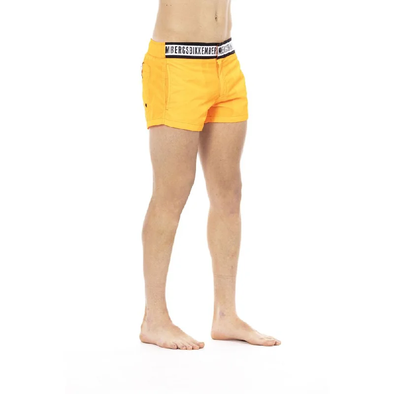 Elegant Orange Swim Shorts with Branded Band