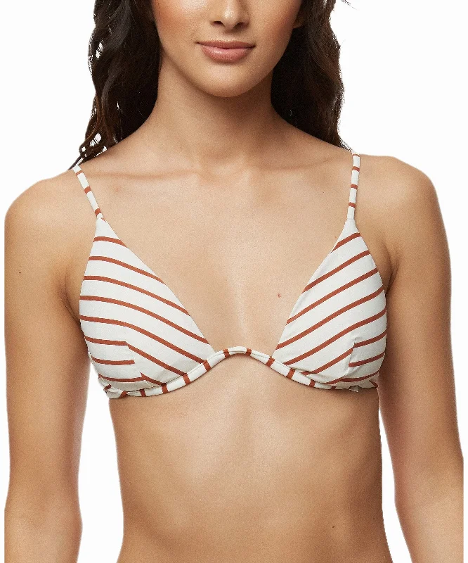 O'Neill Juniors' Striped Underwire Bikini Top, Coconut Shell, XS