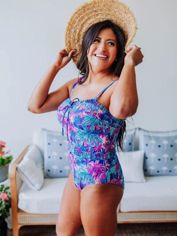 Women's Belted One Piece - Tropical Nights