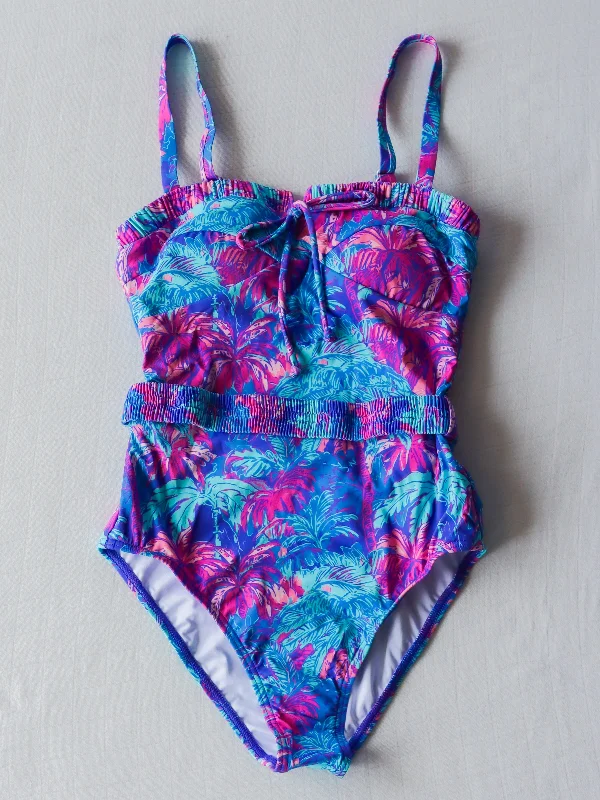 Women's Belted One Piece - Tropical Nights