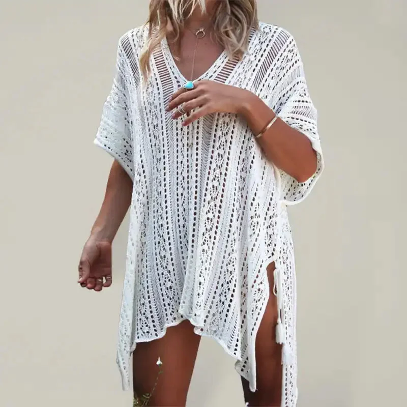 Women’s bikini hollow beach holiday blouse knitted sunscreen swimsuit