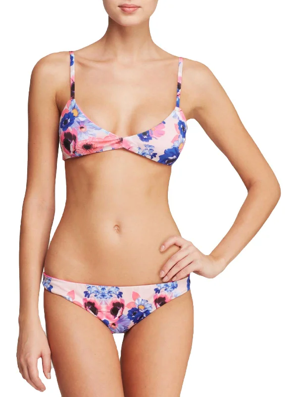 Womens Floral Reversible Bikini Swim Top