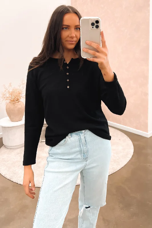 Avery Long Sleeve Top Black