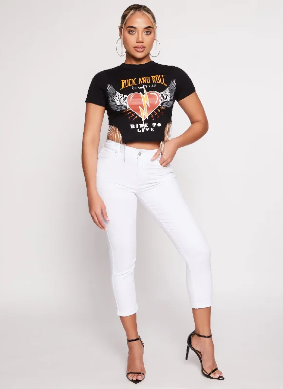 Rock and Roll Fringe Hem Graphic Tee