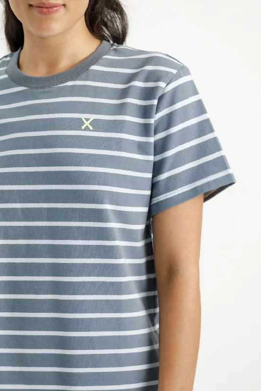 Homelee Chris Tee - Stormy Stripe with Mini X