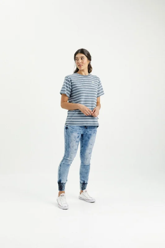 Homelee Chris Tee - Stormy Stripe with Mini X