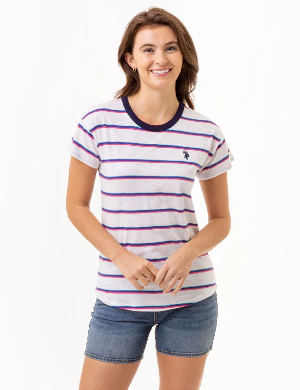 HORIZONTAL WIDE STRIPE RINGER T-SHIRT