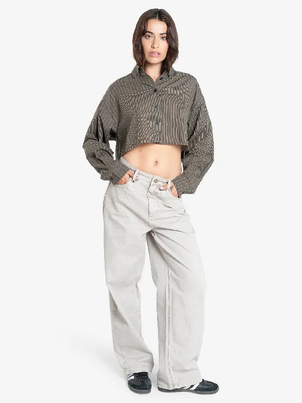 Lena Cropped Shirt - Canteen