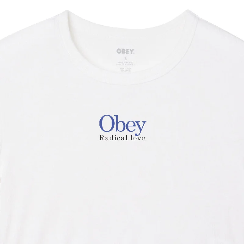 OBEY RADICAL LOVE CROPPED EMMA RIB T-SHIRT // WHITE