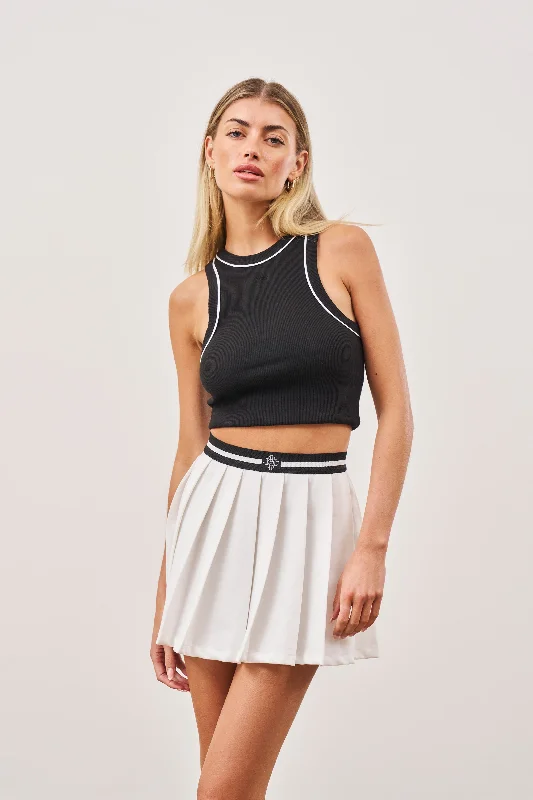 PIPED RACER CROP TOP - BLACK