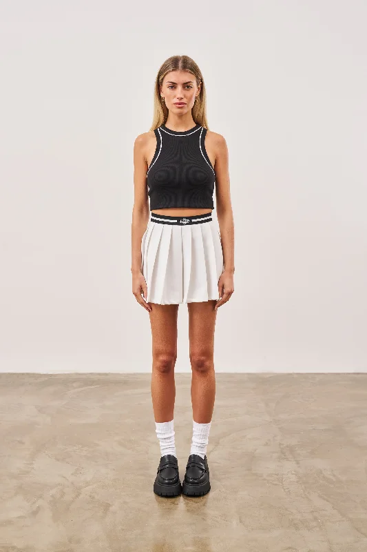 PIPED RACER CROP TOP - BLACK