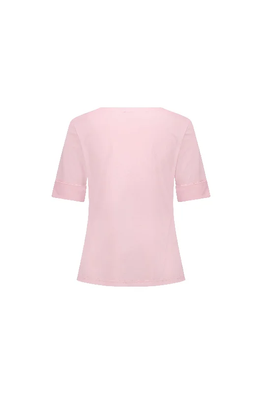 Vassalli V Neck S/S Top - Light Pink