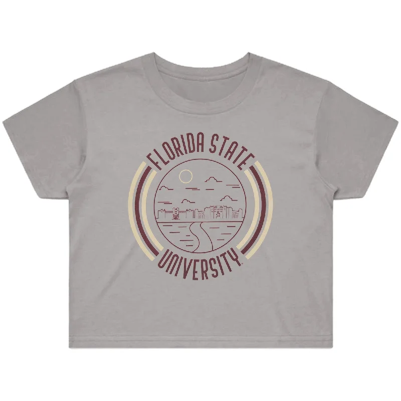 Uscape Women's Florida State University Landmark Design Oversized Short Sleeve Top - Grey