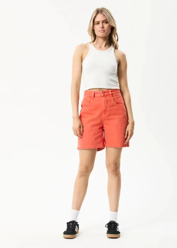 AFENDS Womens Papaya Emilie - Hemp Carpenter Shorts - Faded Orange