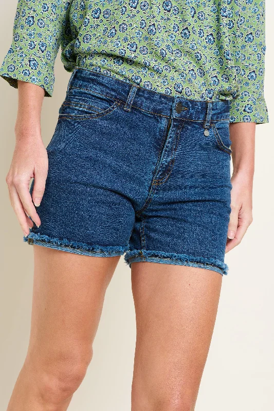 Raw Edge Hem Denim Short