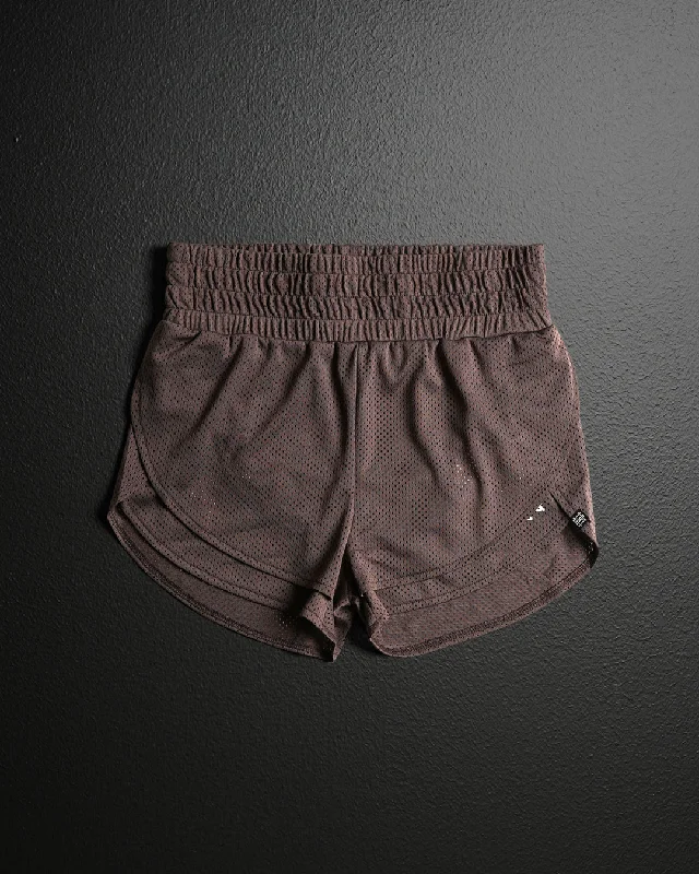 WOMENS MOMENTUM MESH SHORTS - EARTH