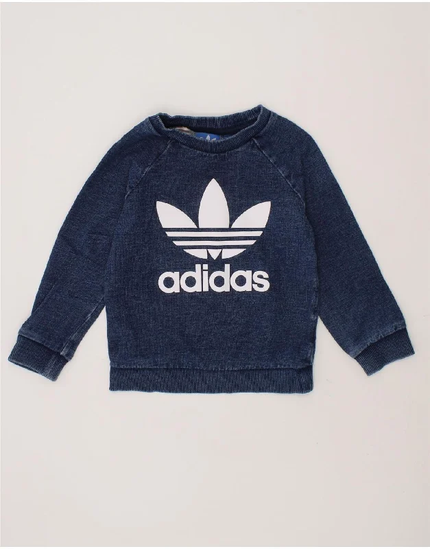 ADIDAS Baby Boys Graphic Sweatshirt Jumper 18-24 Months Navy Blue Cotton