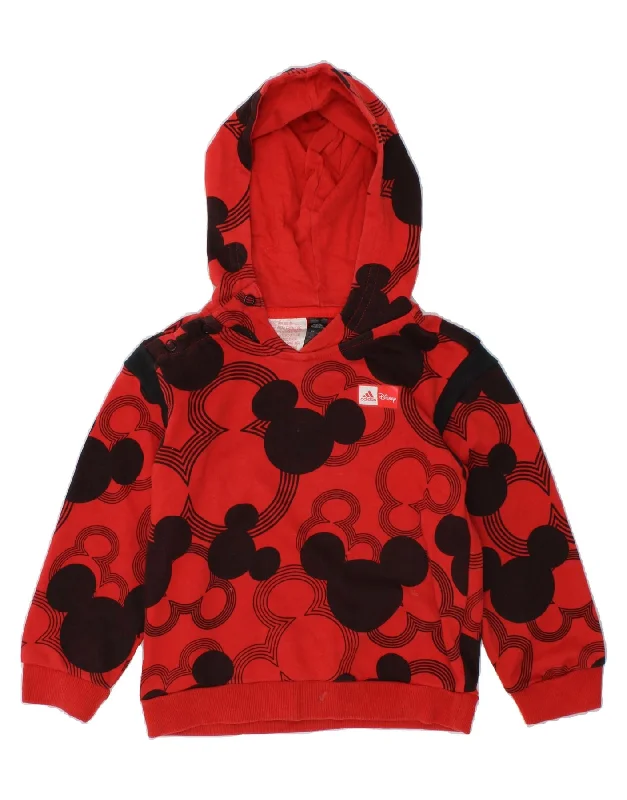 ADIDAS Baby Girls Mickey Mouse Graphic Hoodie Jumper 18-24 Months Red