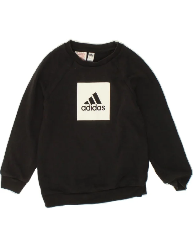 ADIDAS Boys Graphic Sweatshirt Jumper 3-4 Years Black Cotton