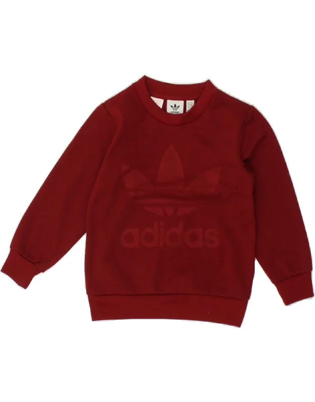 ADIDAS Boys Graphic Sweatshirt Jumper 4-5 Years Burgundy Polyester