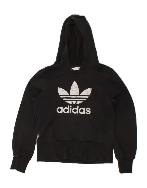 ADIDAS Womens Graphic Hoodie Jumper EU 38 Medium Black Cotton