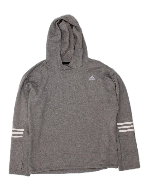 ADIDAS Womens Hoodie Jumper UK 16/18 Large Grey Polyester