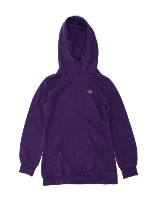 ADIDAS Womens Longline Hoodie Jumper UK 10 Small Purple