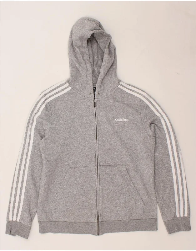 ADIDAS Womens Zip Hoodie Sweater UK 16/18 Large Grey Cotton