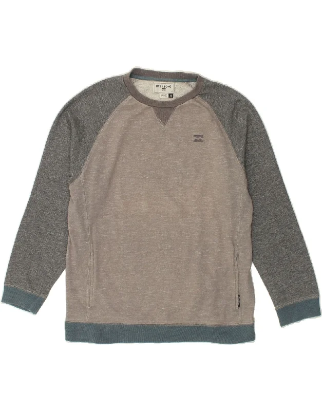 BILLABONG Boys Sweatshirt Jumper 15-16 Years Grey Colourblock Cotton