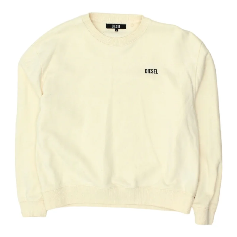 Diesel Embroidered Chest Logo Mens Off White Sweatshirt | Designer Streetwear