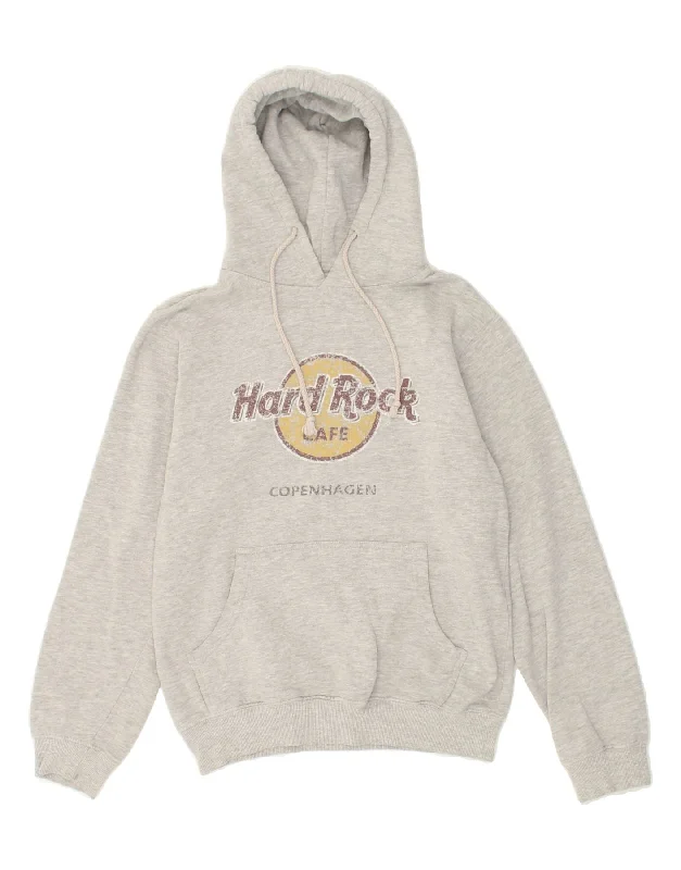 HARD ROCK CAFE Mens Copenhagen Graphic Hoodie Jumper Medium Grey Cotton