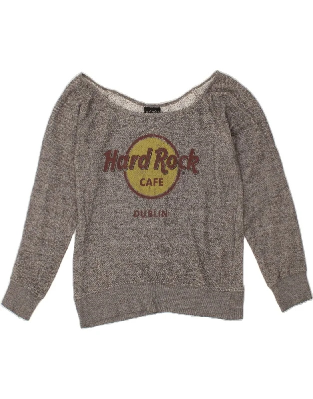 HARD ROCK CAFE Womens Dublin Graphic Sweatshirt Jumper UK 12 Medium Grey