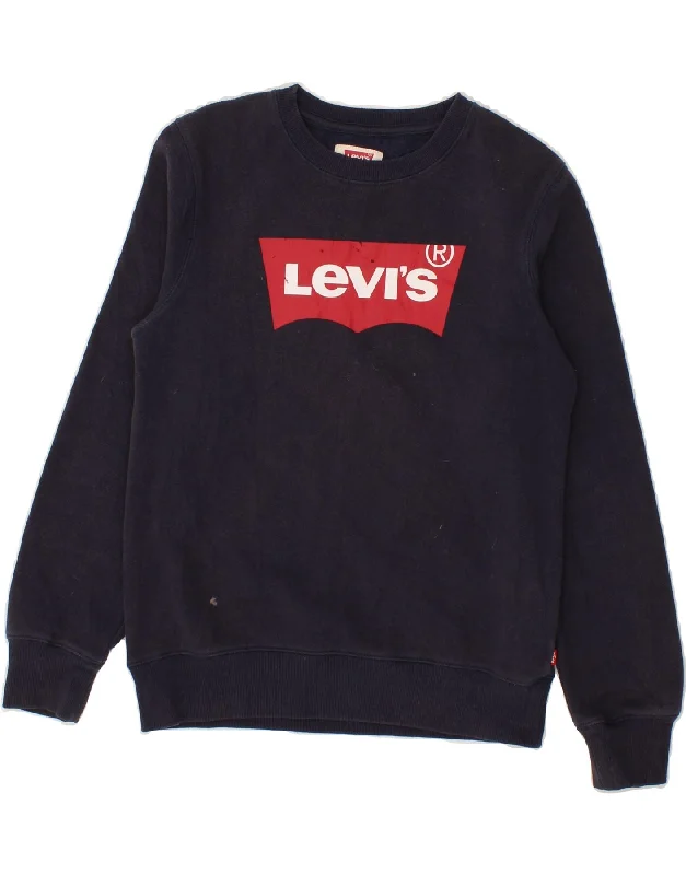 LEVI'S Boys Graphic Sweatshirt Jumper 13-14 Years  Navy Blue Cotton