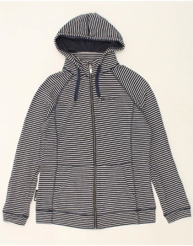 MOUNTAIN WAREHOUSE Womens Zip Hoodie Sweater UK 14 Large Navy Blue Striped