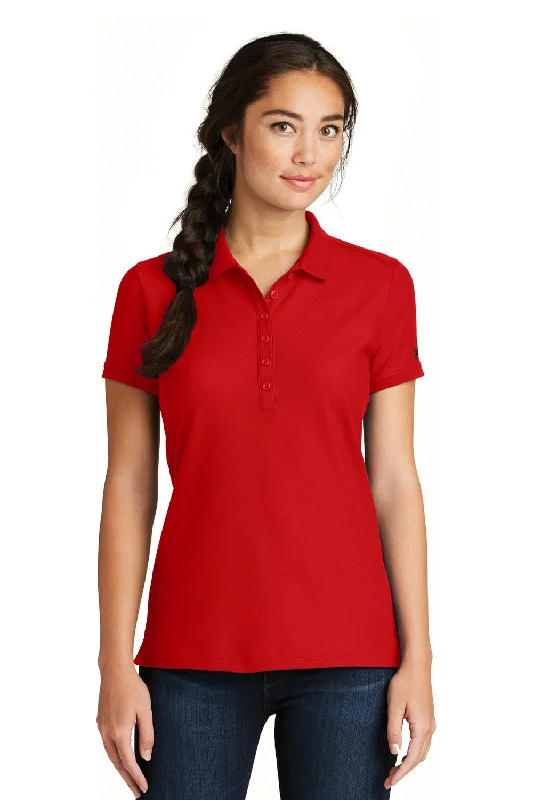 New Era Womens Venue Home Plate Moisture Wicking Short Sleeve Polo Shirt - Scarlet Red - Closeout