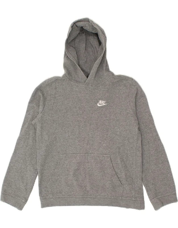 NIKE Boys Hoodie Jumper 13-14 Years XL Grey Cotton