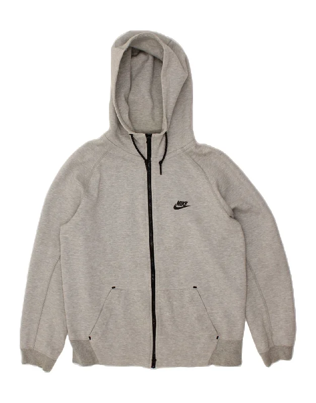 NIKE Mens Zip Hoodie Sweater Medium Grey Cotton