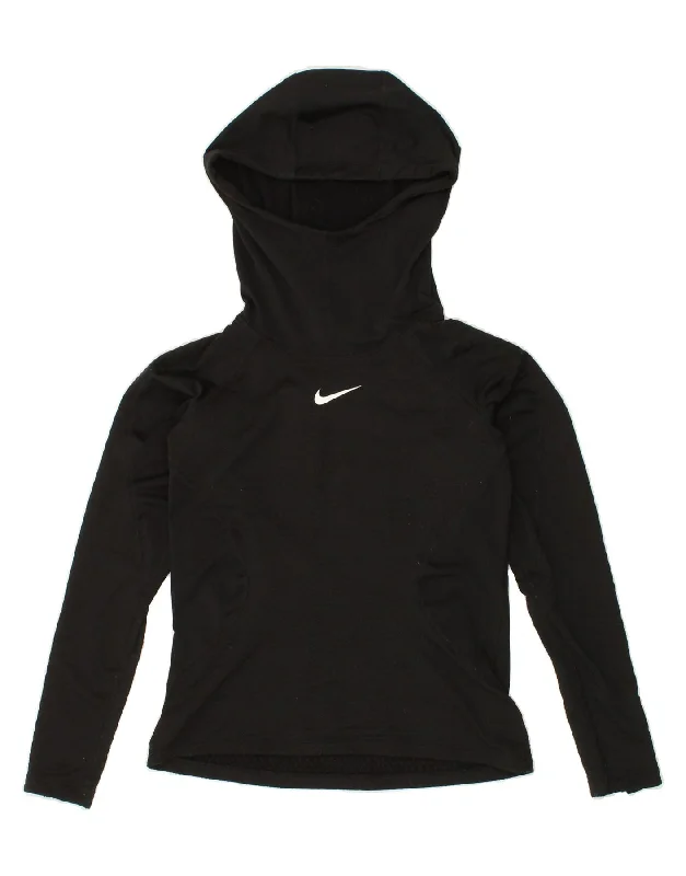 NIKE Womens Hoodie Jumper UK 8 Small Black Polyester