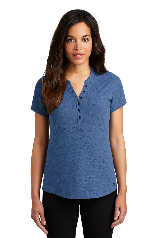 Ogio Womens Tread Moisture Wicking Short Sleeve Polo Shirt - Heather Blue