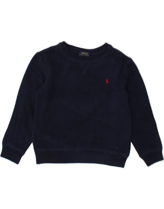 POLO RALPH LAUREN Boys Sweatshirt Jumper 5-6 Years Navy Blue Cotton