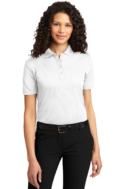 Port Authority Womens Dry Zone Moisture Wicking Short Sleeve Polo Shirt - White - Closeout