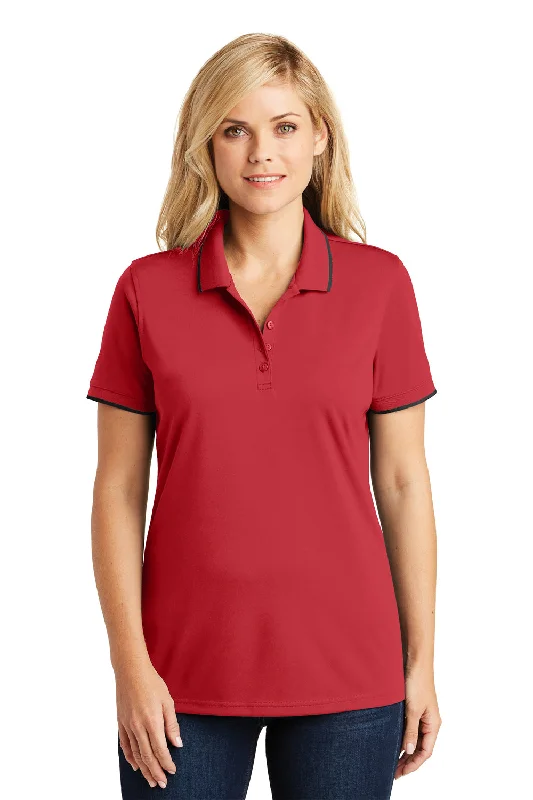 Port Authority Womens Dry Zone Moisture Wicking Short Sleeve Polo Shirt - Rich Red/Deep Black