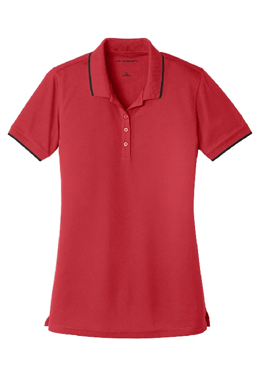 Port Authority Womens Dry Zone Moisture Wicking Short Sleeve Polo Shirt - Rich Red/Deep Black