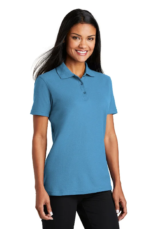 Port Authority Womens Moisture Wicking Short Sleeve Polo Shirt - Celadon Blue - Closeout