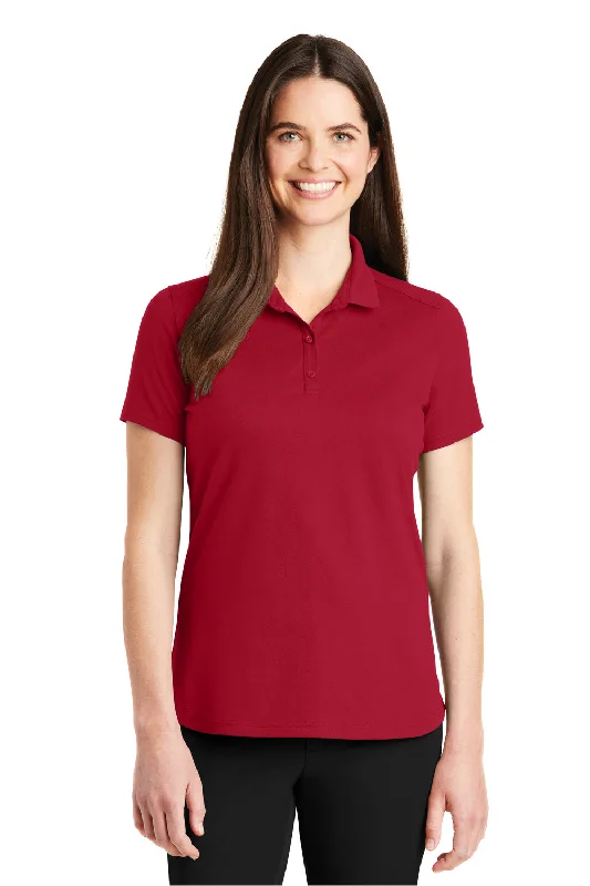 Port Authority Womens SuperPro Moisture Wicking Short Sleeve Polo Shirt - Rich Red - Closeout