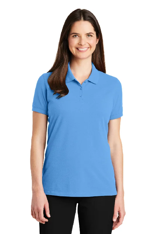 Port Authority Womens Wrinkle Resistant Short Sleeve Polo Shirt - Azure Blue - Closeout