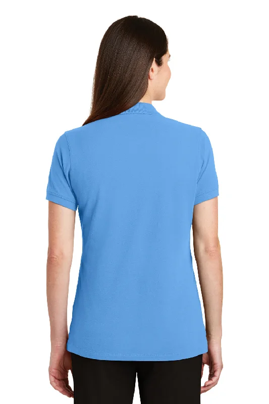 Port Authority Womens Wrinkle Resistant Short Sleeve Polo Shirt - Azure Blue - Closeout