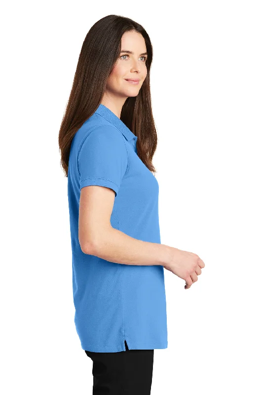 Port Authority Womens Wrinkle Resistant Short Sleeve Polo Shirt - Azure Blue - Closeout