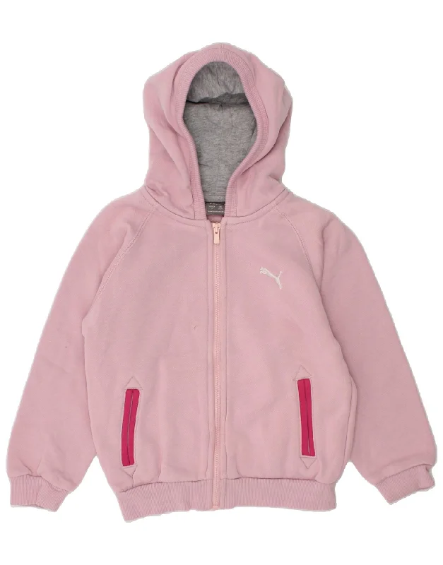 PUMA Girls Zip Hoodie Sweater 2-3 Years Pink Cotton